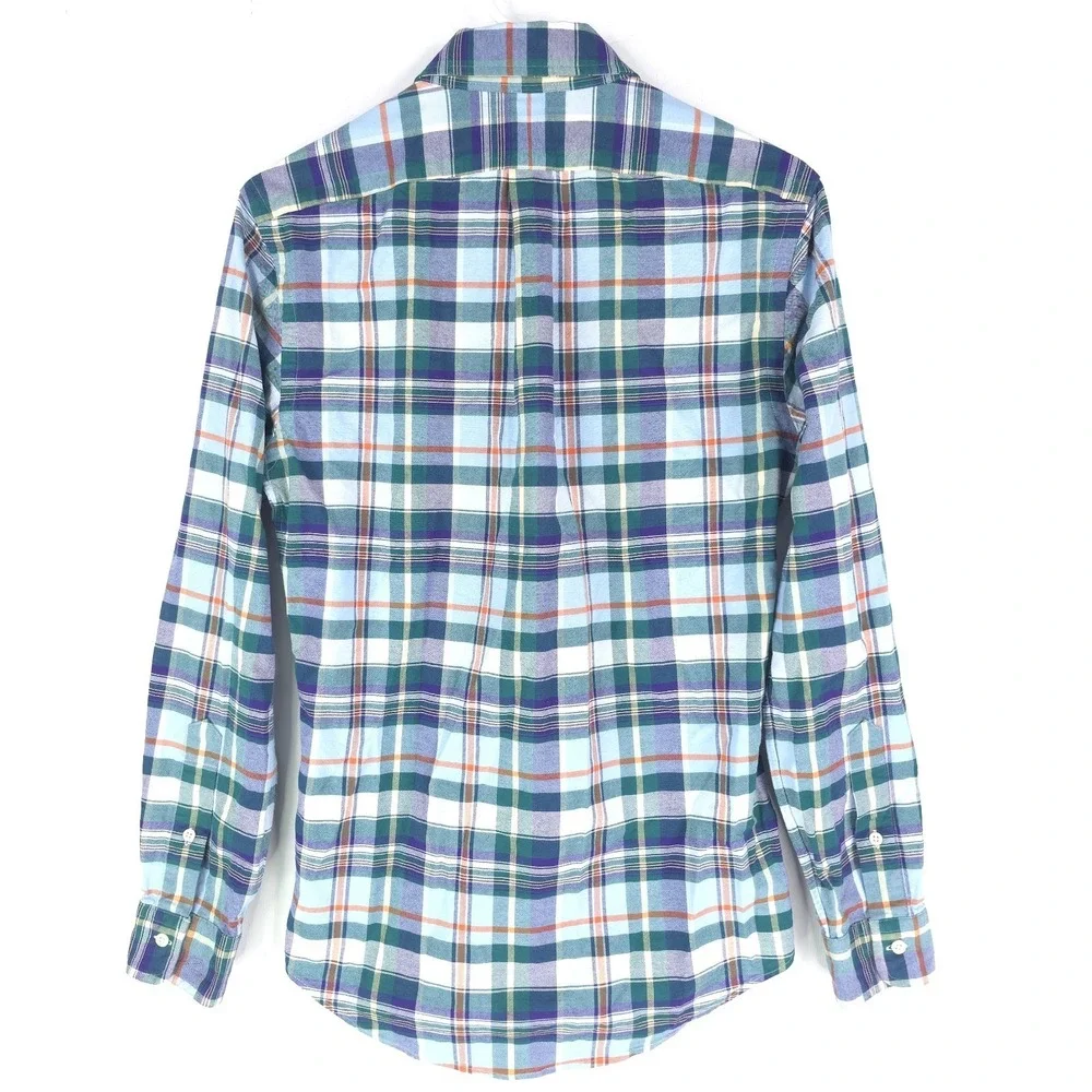 Ralph Lauren Men S Slim Fit Stretch Oxford Green Plaid Shirt Button Flesh Pony‎
